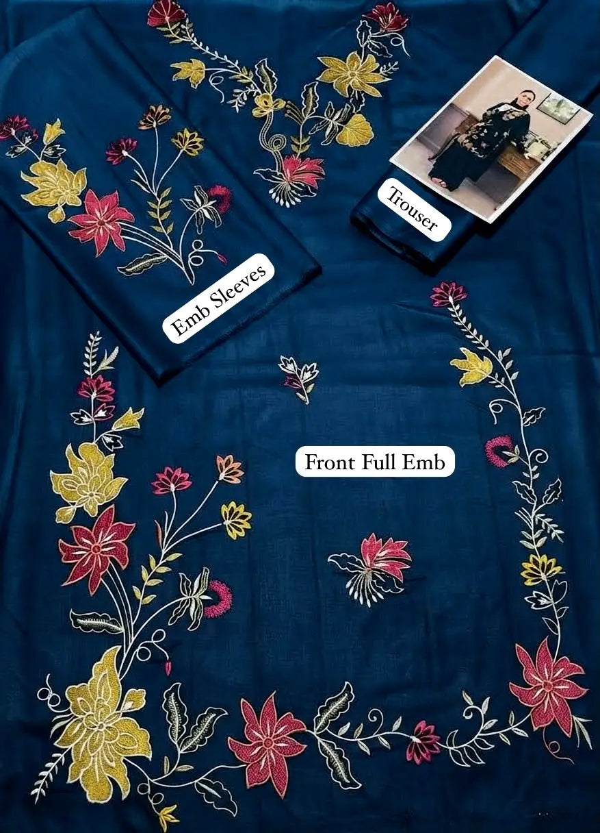 2 Pcs Women's Unstitched Embroidered Suit