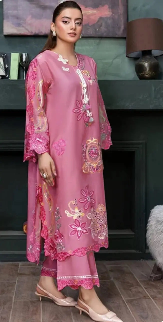 2 Pcs Women's Unstitched Embroidered Suit
