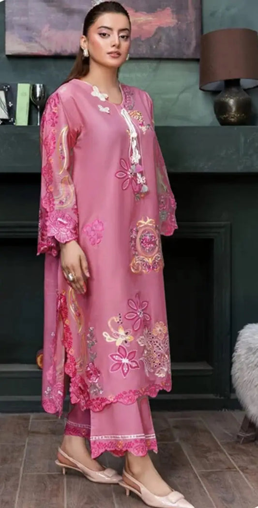 2 Pcs Women's Unstitched Embroidered Suit