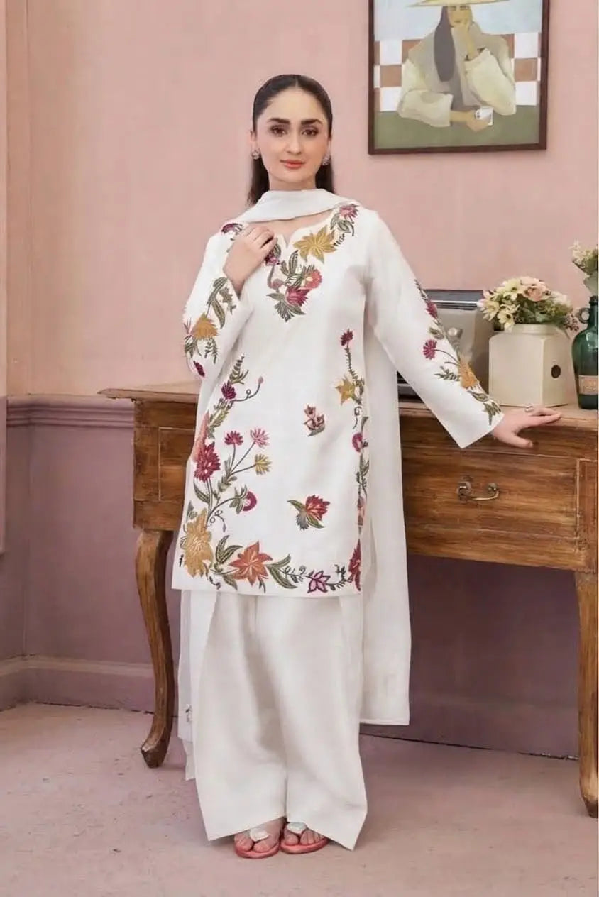 2 Pcs Women's Unstitched Embroidered Suit