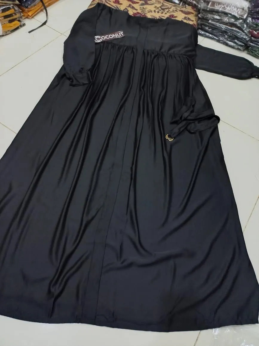 Black Georgette Full Abaya with Front Zip & Side Pockets