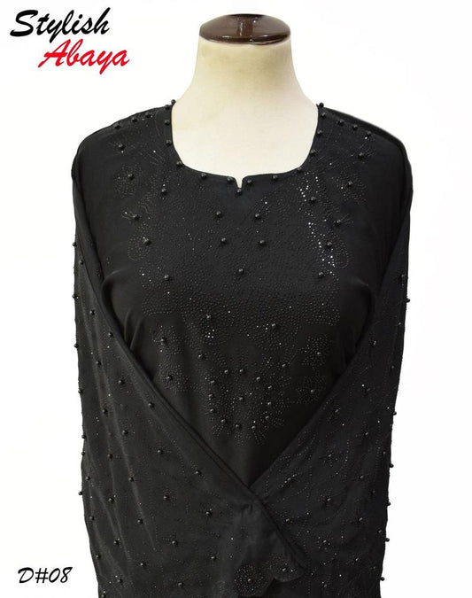 Nidha Black Abaya with Heavy Embroidery for Women
