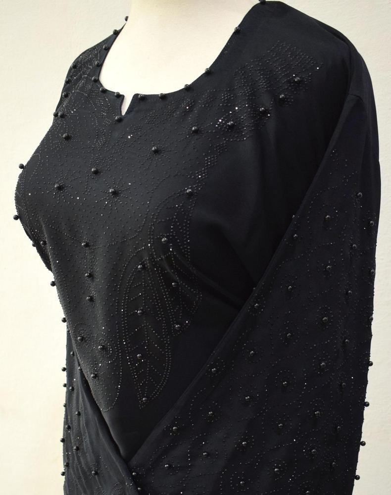 Black Nidha Abaya with Heavy Embroidery for Women
