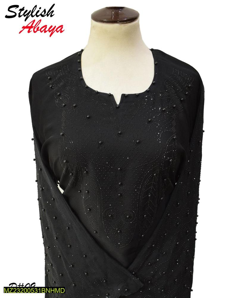 Black Nidha Abaya with Heavy Embroidery for Women