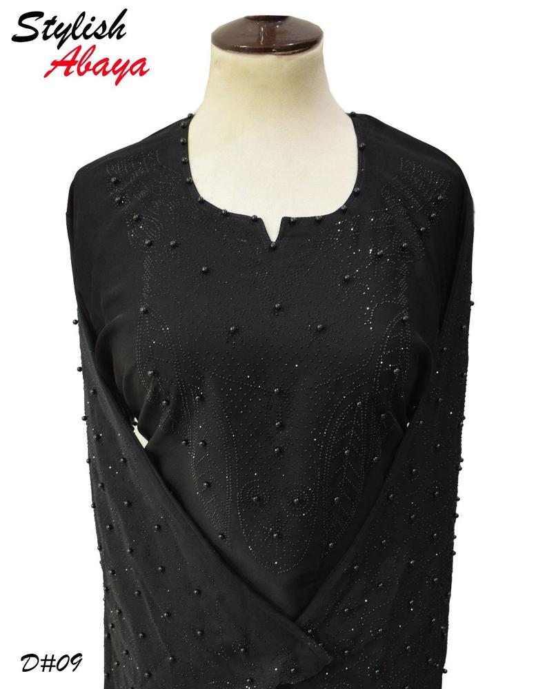 Black Nidha Abaya with Heavy Embroidery for Women