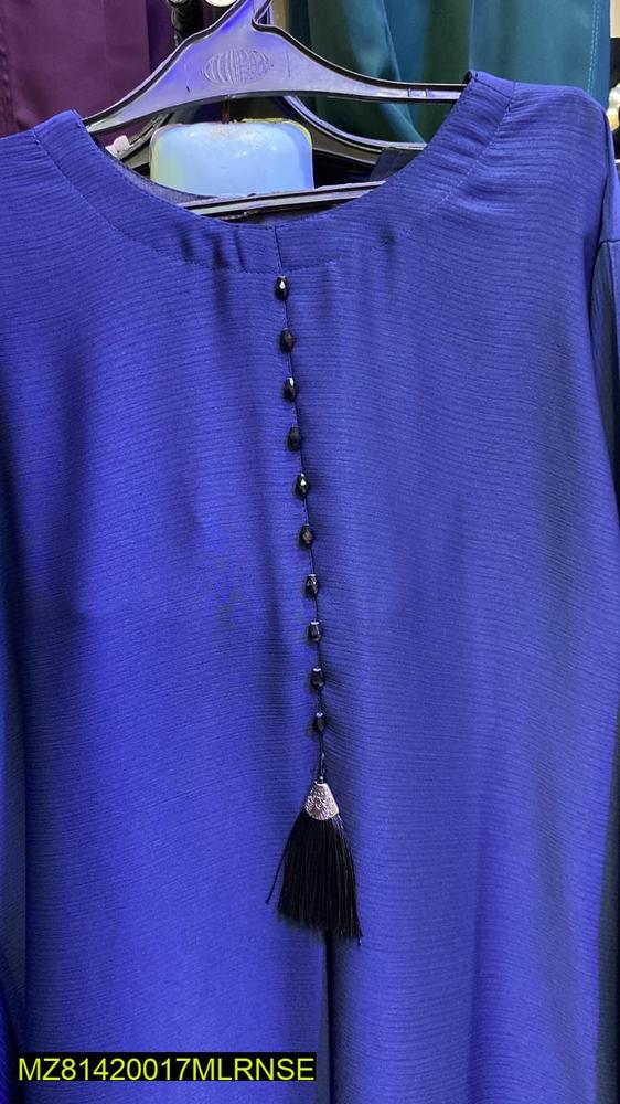 Royal Blue Nida Maxi Abaya with Tassel Pearl Embellishment