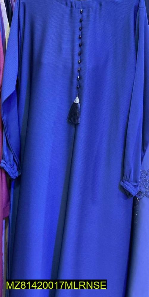 Royal Blue Nida Maxi Abaya with Tassel Pearl Embellishment