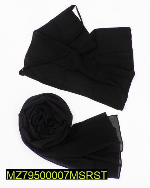 Black Chiffon Hijab & Niqab Set for Women