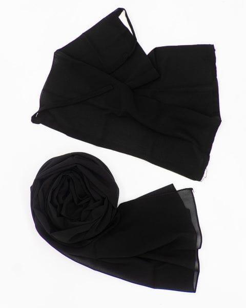 Black Chiffon Hijab & Niqab Set for Women
