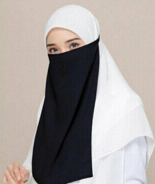 White Chiffon Niqab Patti Hijab for Women