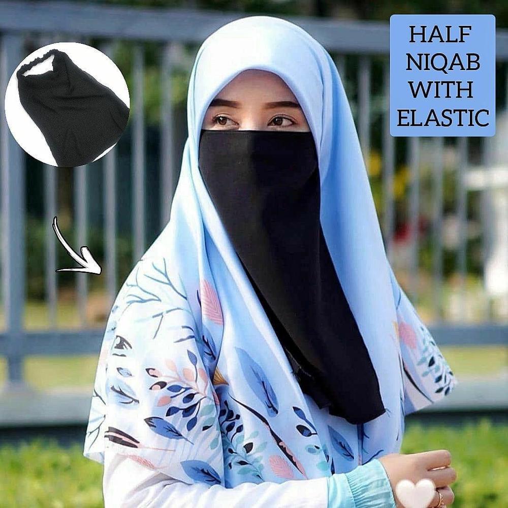 White Chiffon Niqab Patti Hijab for Women